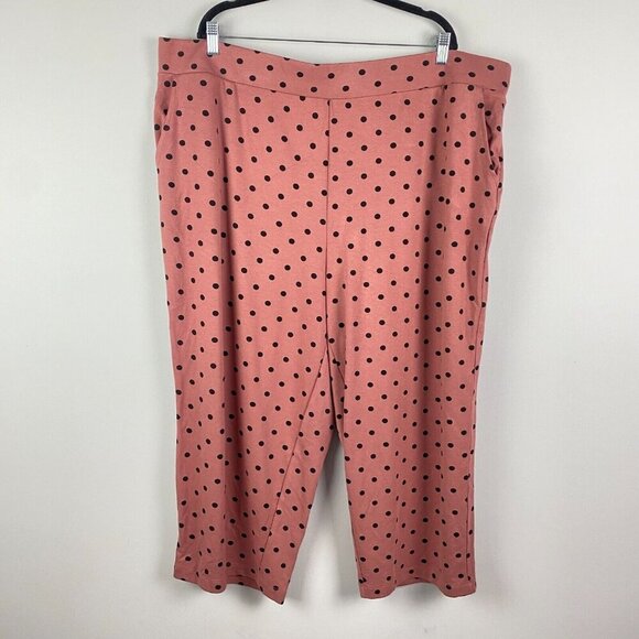 Torrid Pink Polka Dot Ponte Culotte Pants Womens 4X Wide Leg Crop Pull On - Picture 1 of 9